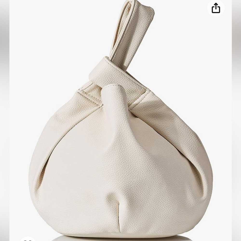 Cream Leather Knot-Handle Tote